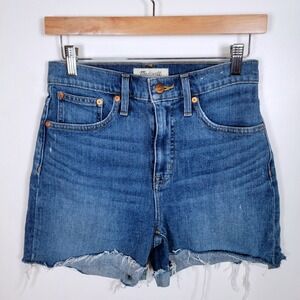 Madewell High Rise Blue Denim Shorts Size 26 Summer Cutoff Festival Jean Shorts